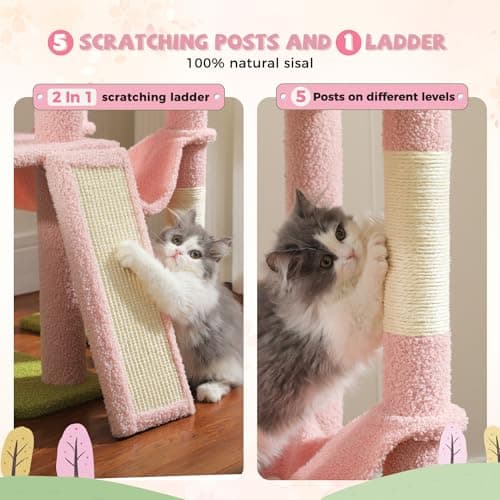 PAWZ Road Pink Cat Tree with 7 Tiers & Cozy Hammocks for Indoor Cats