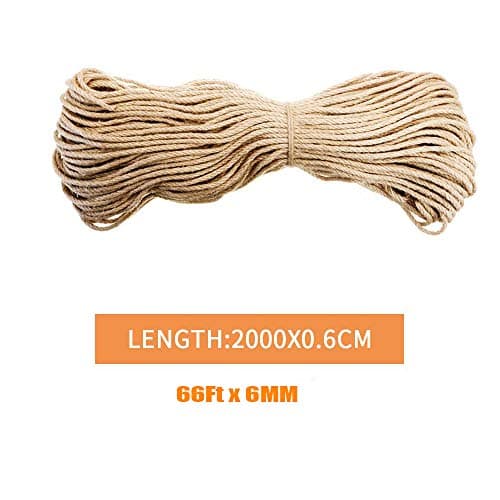 Cat Sisal Rope Replacement for Scratching Post and Cat Tree (6mm 66Ft)