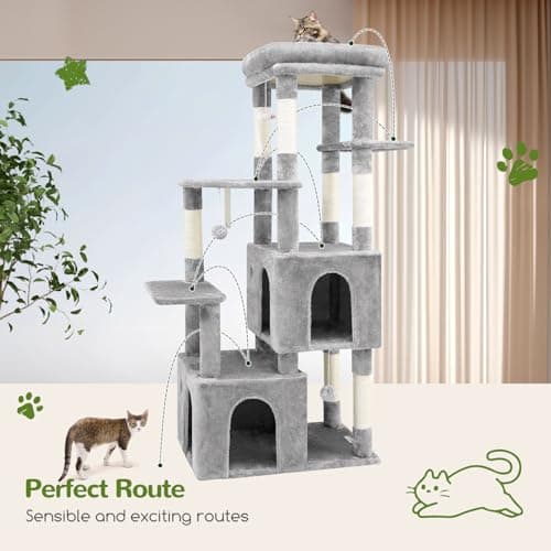 Heavy Duty F61 Cat Tower for Large Cats, Scratching Post & Light Grey
