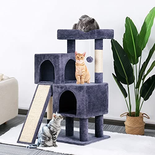 BestPet 36" Indoor Cat Tree with Scratching Posts & Toys, Dark Grey