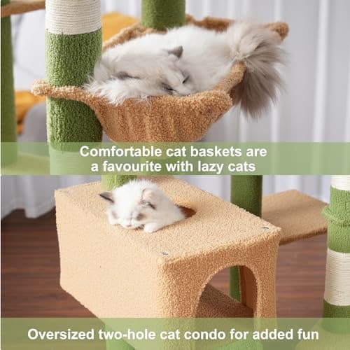 Adjustable Tall Cat Tree with Hammock and Scratching Posts