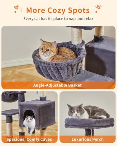 Indoor Cat Tree with Scratching Posts and Hammock