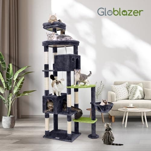 Giant Cat Tree for Large Adult Indoor Cats - 83 inch XXL Tower with 9 Scratching Posts in Dark Grey