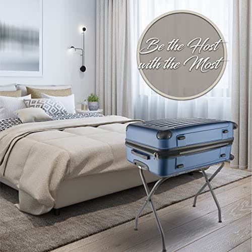 Bartnelli 2-Pack Gray Steel Folding Suitcase Stand with Durable Black Straps