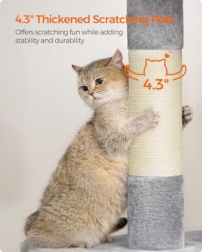 Feandrea XL Cat Tree, 39.8-Inch Tower, Light Gray