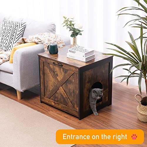 Dwanton Cat Litter Box Furniture with Reversible Entrance