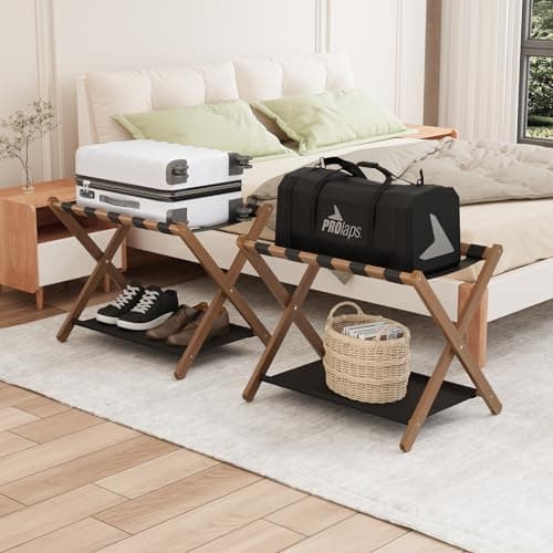 Pack of 2 Foldable Luggage Racks for Guest Room or Hotel Bedroom