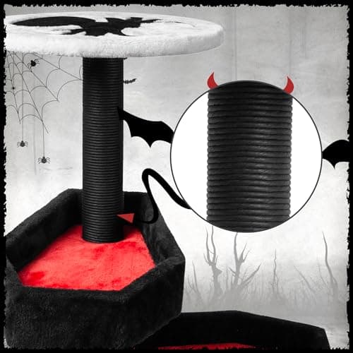Gothic Black Cat Tree with Coffin Bed & Scratching Posts, Halloween Style for Large Cats