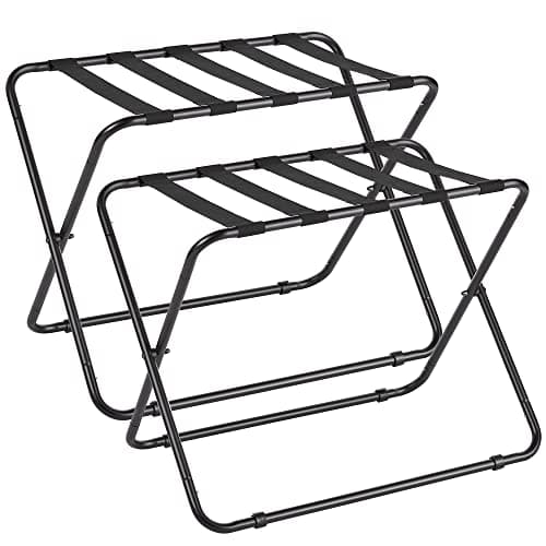 ELYKEN Heavy Duty Suitcase Stand, 110LBS Load Bearing, Gold, 2 Pack — Black