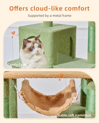 Taoqimiao 71-Inch Multi-Level Cat Tree with 10 Scratching Posts & 2 Caves