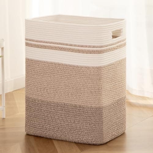 OIAHOMY Large Brown Variegated Laundry Hamper Basket — Gradient Yellow