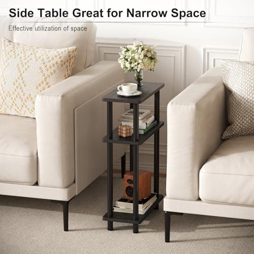 Apicizon Black 3-Tier Narrow Side Table with Storage