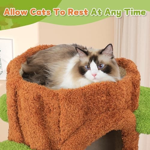 Luxury Multi-Level Cat House with Scratching Post for Indoor Cats (Green)