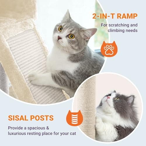 Allewie 81-Inch Tall Multi-Level Cat Tree with Condo and Hammock