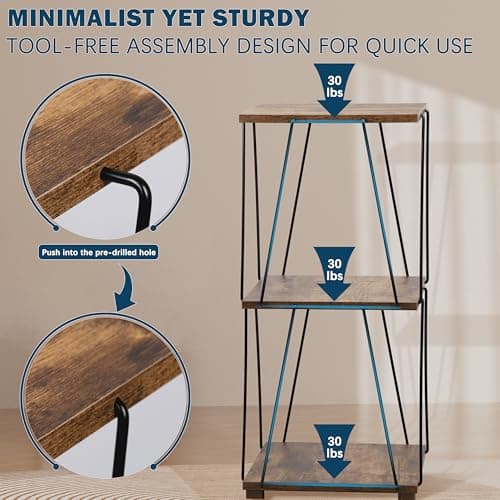 LOFTEY 28 Inch Industrial Brown Small End Table for Living Room