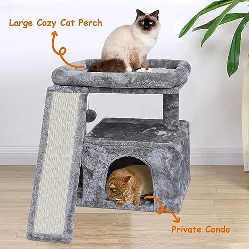 Light Grey Indoor Cat Tree with Scratching Post & Perch (Stable Condominium)