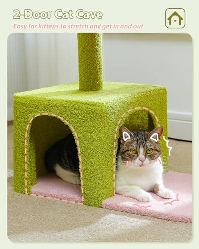 Pink Metal Cat Tree with Large Hammock for Indoor Kittens