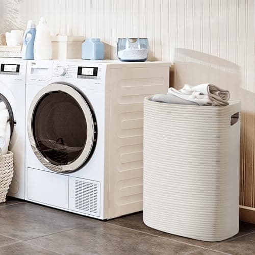 Tall Woven Laundries Basket - White, 16"x13"x22", 75L