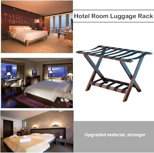 Solid Wood Luggage Stand 2 Pack - Suitcase Rack for Hotel & Bedroom