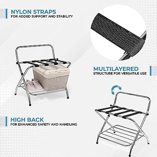 Foldable Metal Suitcase Stand for Guest Room