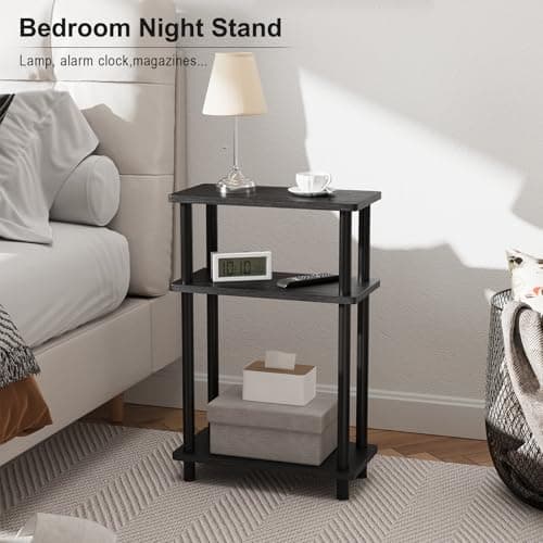 Apicizon Black 3-Tier Narrow Side Table with Storage
