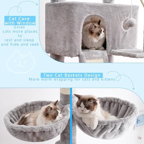 Hey-brother Tall 94.5-106.3 Inch Cat Tree for Large Cats