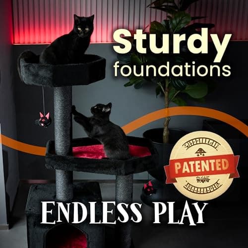 Gothic Spooky Cat Tree with Coffin Bed & Scratching Post