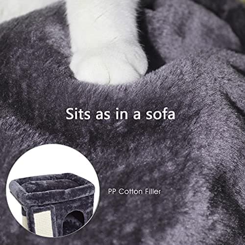 SYANDLVY Indoor Cat Tree for Large Adults with Scratching Post and Activity Tower (Smoky Grey)