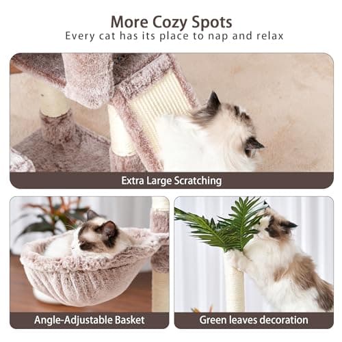 Modern Cat Tree with Multi-Level Perches and Scratching Posts, 65.4 inches - For Indoor Cats