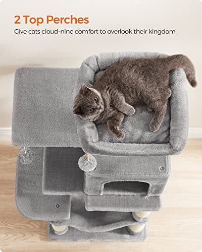 Feandrea Cat Tree 44.1-Inch with Scratching Posts and Hammock