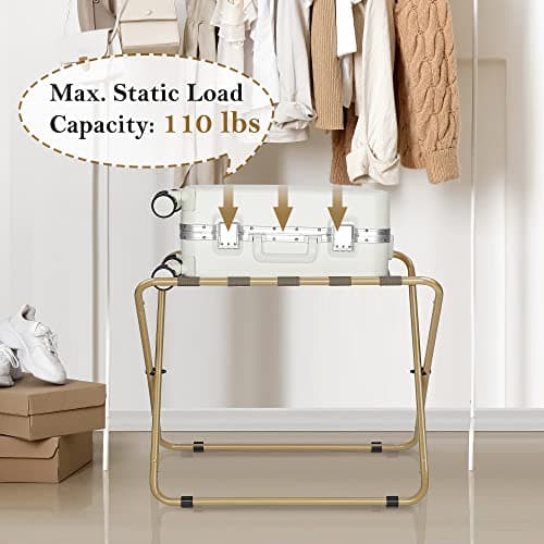 ELYKEN Heavy Duty Suitcase Stand, 110LBS Load Bearing, Gold, 2 Pack