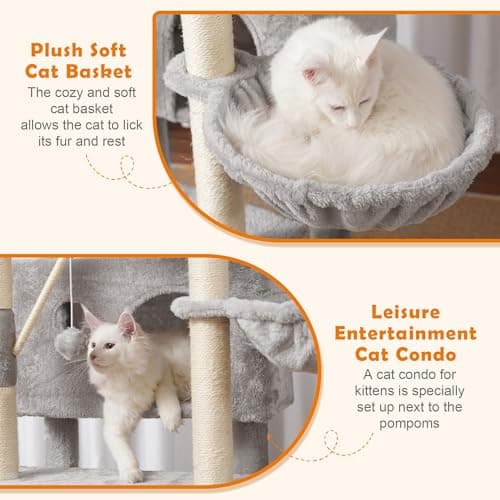 Large Cat Tree for Indoor Cats - Multi-Level Furniture with Scratching Posts and Hammocks