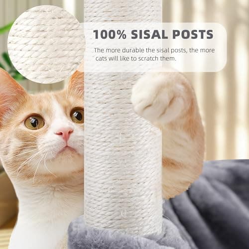 YOUPET Grey 33.46in Multi-Level Cat Tree with Hammocks and Scratching Posts