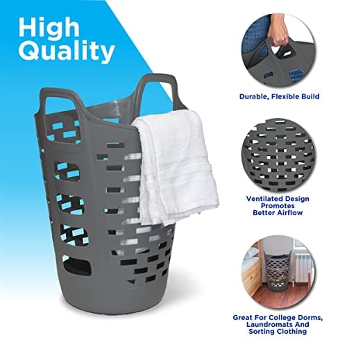 Clorox Flexible Tall Plastic Laundry Hamper - Grey