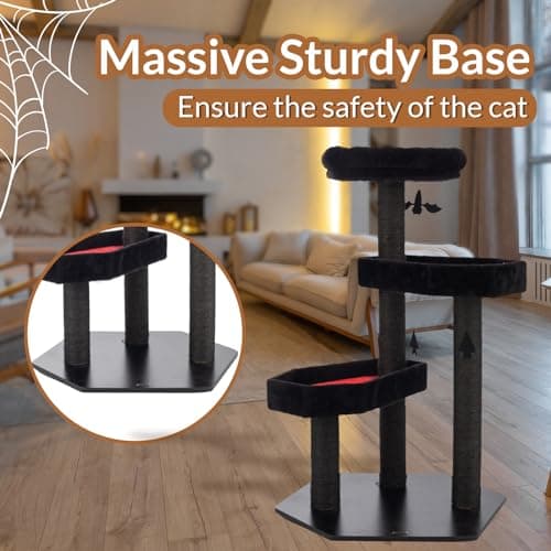 Happy & Polly Gothic Cat Tree with Coffin Bed & Scratching Posts - Large Cat Activity Center