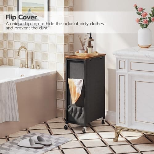 Rustic Brown HOOBRO BF24XY01G2 11Gal Slim Laundry Hamper with Lid