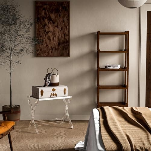 Byingo Acrylic Luggage Rack, Stylish Foldable Suitcase Stand with PET Shelf, Holds Up to 100 lb