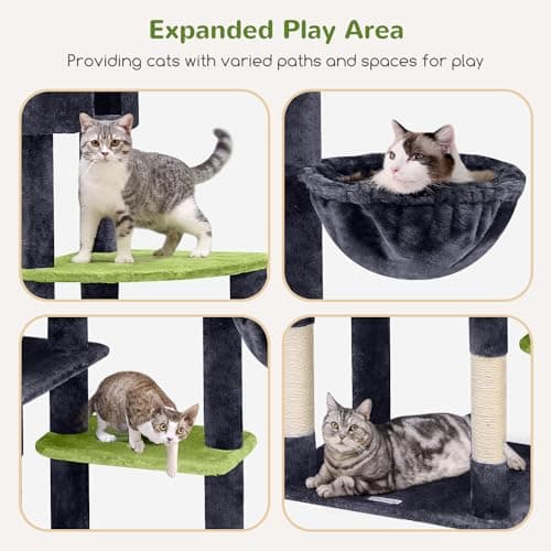 Giant Cat Tree for Large Adult Indoor Cats - 83 inch XXL Tower with 9 Scratching Posts in Dark Grey