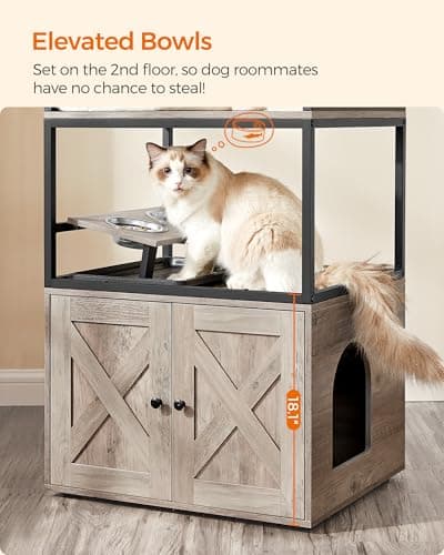 Modern Cat Tower with Litter Box Enclosure and Scratching Post