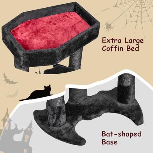Gothic Cat Tree with Coffin Bed for Indoor Cats - Small Size MMJ91R