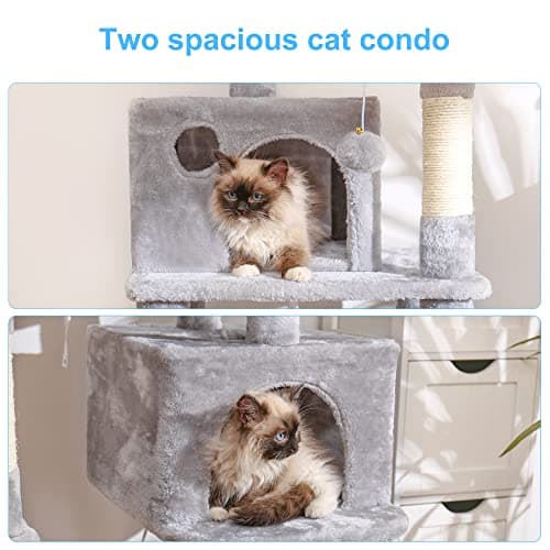 Hey-Brother Light Gray Multi-Level Cat Tree with Scratching Posts & Plush Condos MPJ020-SW