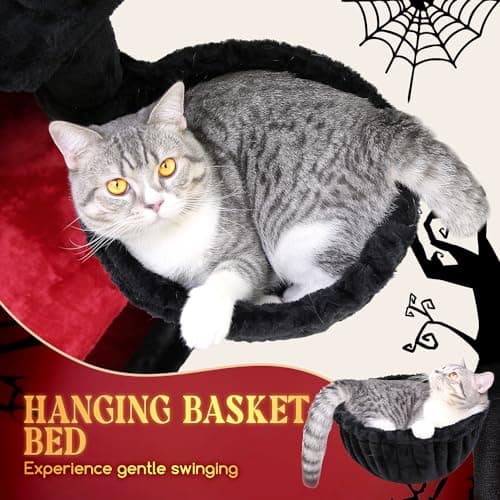 52in Gothic Cat Tree with Coffin Bed for Indoor Cats