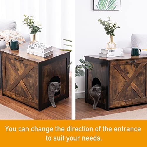 Dwanton Cat Litter Box Furniture with Reversible Entrance