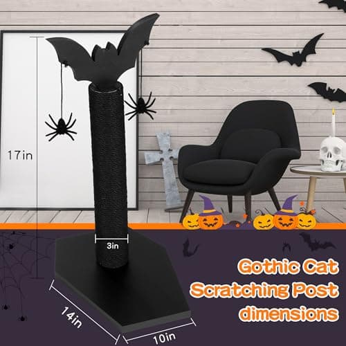 ROYALAY Black Halloween Cat Scratcher with Dangling Toys