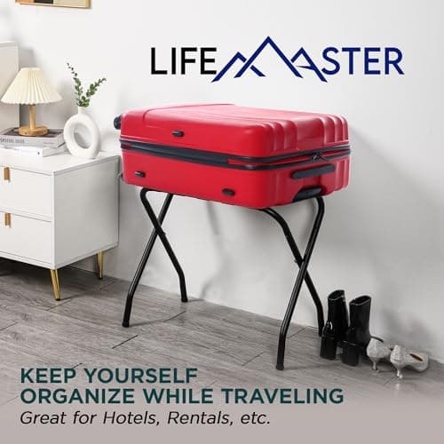 Black Foldable Metal Luggage Rack - Pack of 3, Space Saving & Stylish