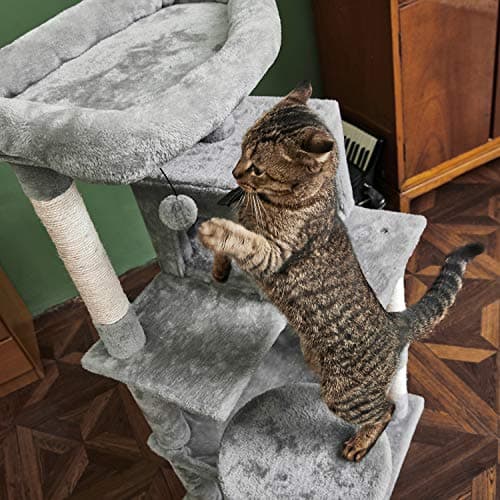Catinsider Multi-Level Cat Tree with Sisal Scratching and Plush Perches Light Gray