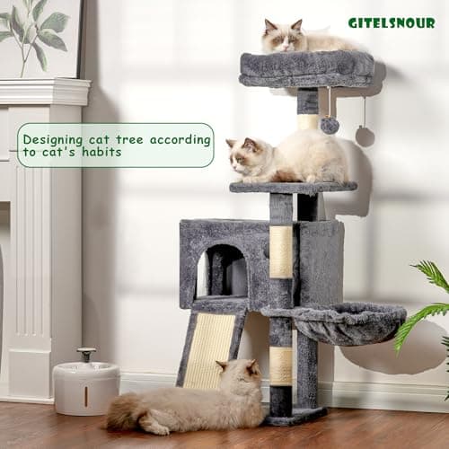 Smoky Gray Multi-Level Cat Tower with Scratching Board GCT005SG