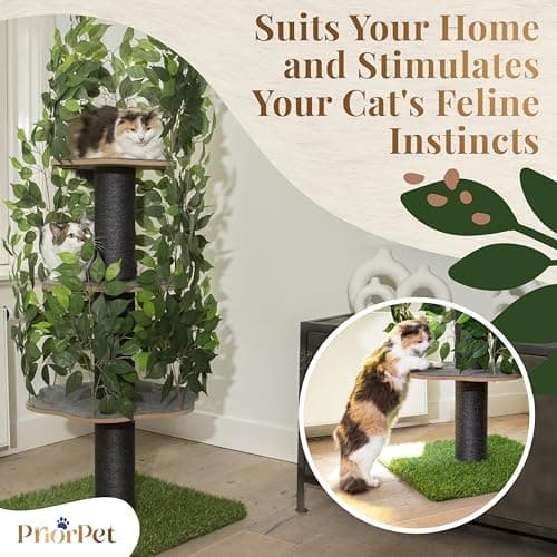Multilevel Cat Tree with Interchangeable Leaves - Climbing, Hiding, and Sleeping - Pet-Safe and Durable