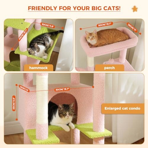 PEQULTI Super Large Pink Cat Tree for Indoor Cats