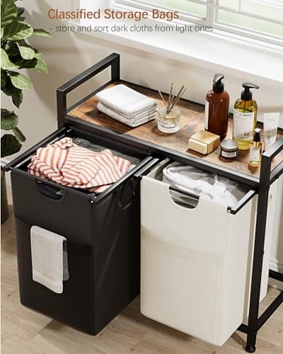 Lulive Double Laundry Hamper, 112L Sorter with Removable Bags & Handles